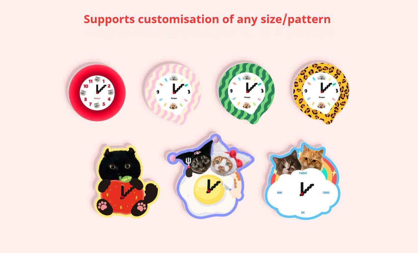 Personalised Acrylic Pet Photo Clock – Custom Cute Wall Clock with Your Cat or Dog’s Face, Perfect Gift for Pet Lovers