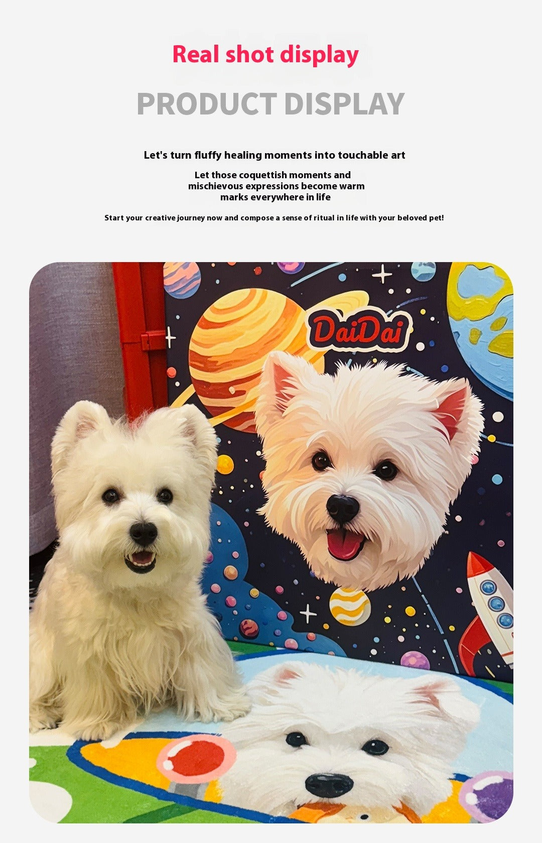Personalised Pet Portrait Wall Art – Custom Dog Drawing with Name & Cosmic Background, Made-to-Order Decorative Artwork for Pet Parents
