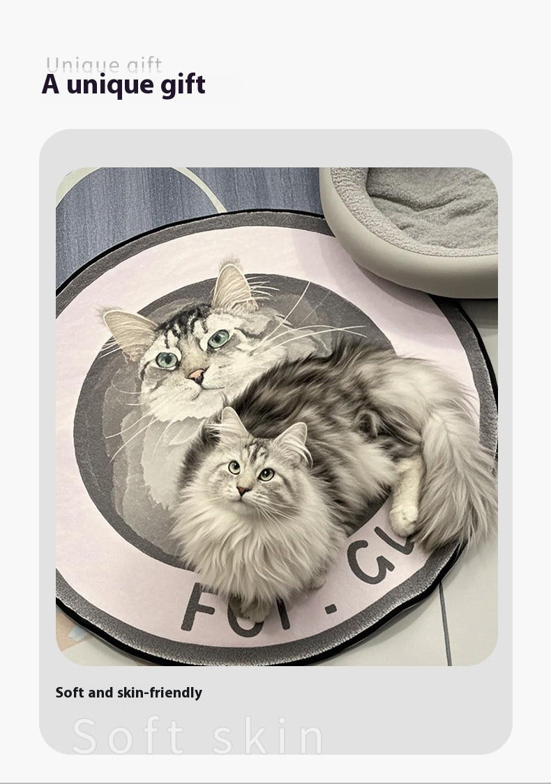 Personalised Pet Rug – Cute Round Carpet with Custom Pet Portrait, Fun and Fluffy Design for Cat & Dog Lovers