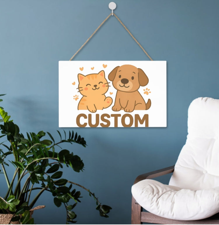 Custom Pet Hanging Decor – Cute Pet Wall Sign with Custom Name Option, Great for Home, Kennels, or Pet Memorial Areas