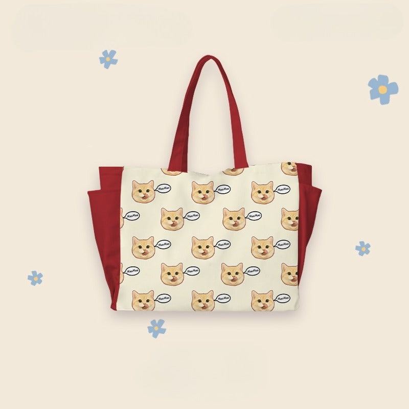 Custom Pet Tote Bag – Large Capacity Canvas Shoulder Bag with Dog Illustration, Perfect for Daily Use, Commuting, and Pet Lovers