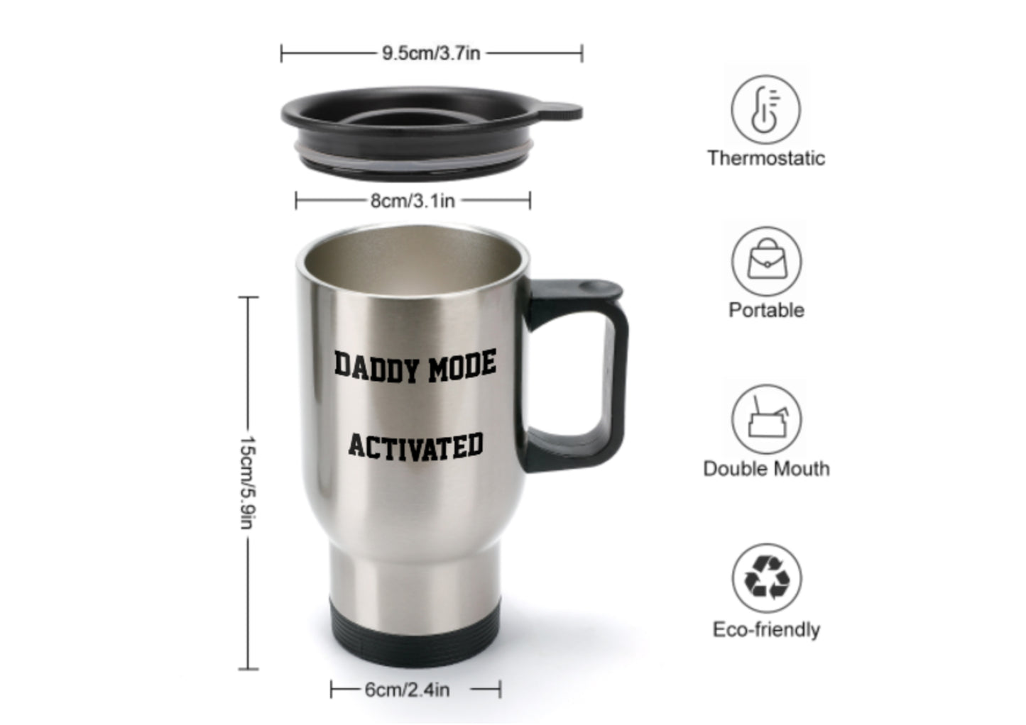 CUSTOM Insulated Travel Mug with Lid 14 oz Personalised Coffee Catcher Office Mug - Add Your Photos and Text
