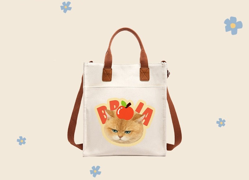 Custom Pet Canvas Tote Bag – Personalised Square Shoulder & Handbag with Cat or Dog Photo | Large Capacity Multi-Purpose Gift for Pet Lovers