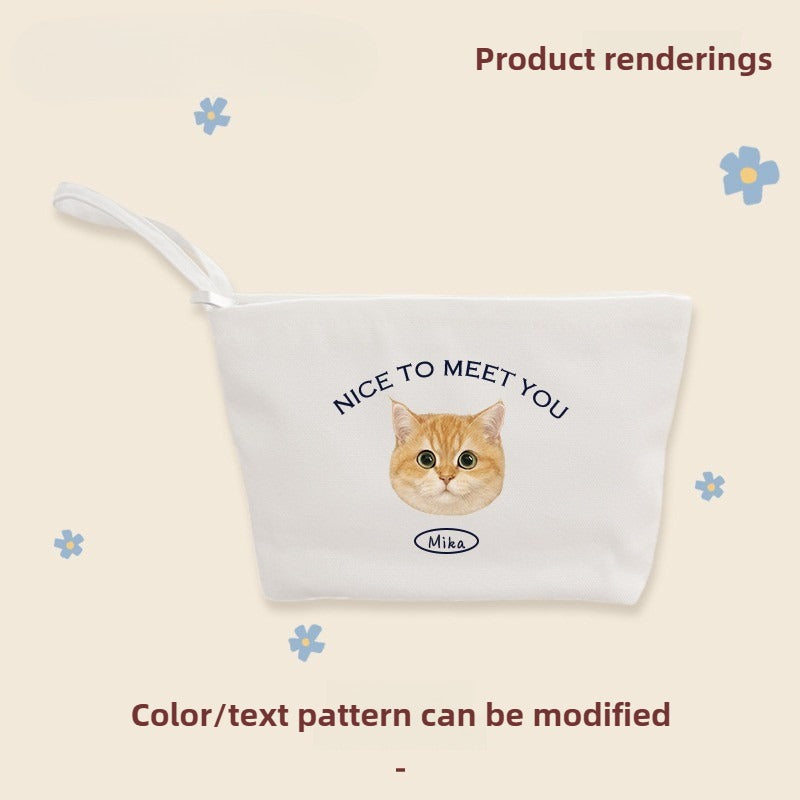 Custom Pet Clutch Bag for Women – Personalised Canvas Pouch with Your Pet’s Name or Photo | Stylish Organizer for Daily Essentials