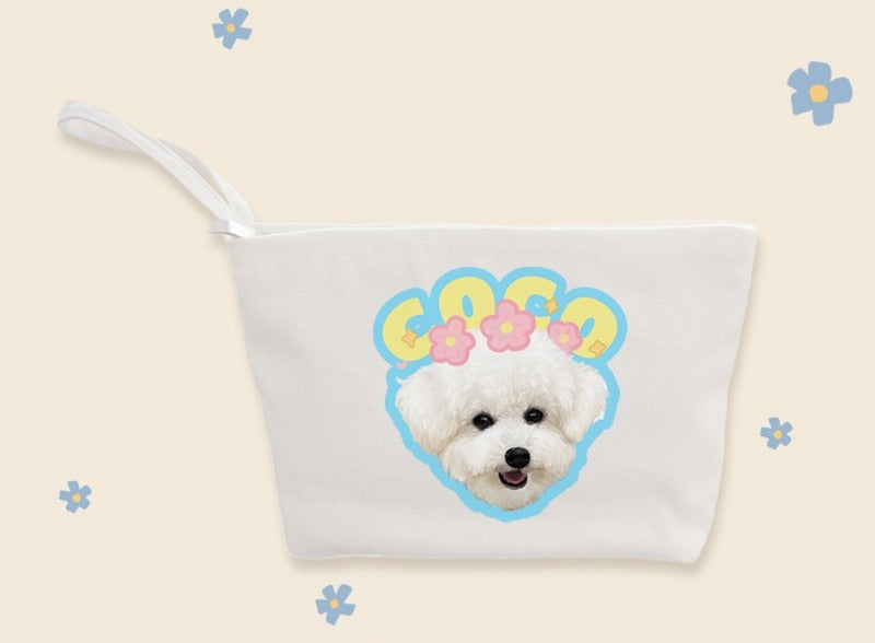 Custom Pet Clutch Bag for Women – Personalised Canvas Pouch with Your Pet’s Name or Photo | Stylish Organizer for Daily Essentials