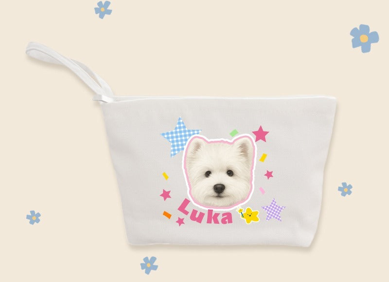 Custom Pet Clutch Bag for Women – Personalised Canvas Pouch with Your Pet’s Name or Photo | Stylish Organizer for Daily Essentials