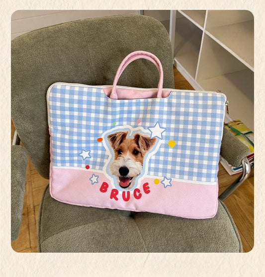 Personalised Pet Lover Laptop Sleeve with Custom Pet Illustration and Name | A Thoughtful Gift for Pet Owners, Perfect for Work, School or Travel