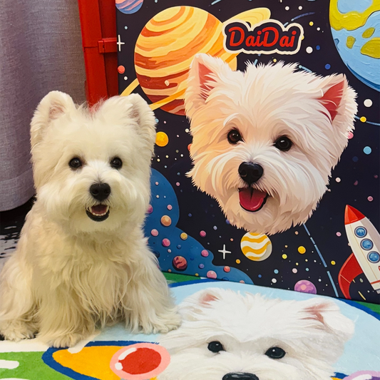 Personalised Pet Portrait Wall Art – Custom Dog Drawing with Name & Cosmic Background, Made-to-Order Decorative Artwork for Pet Parents