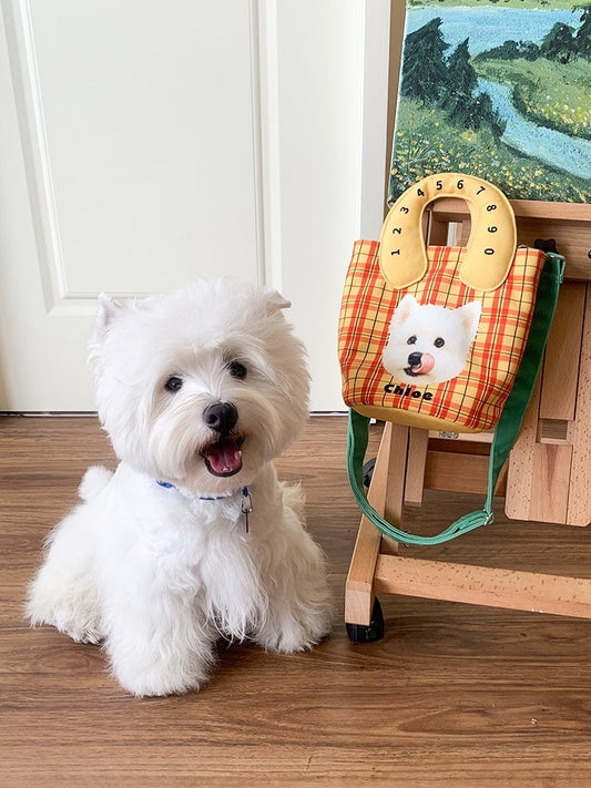 Custom Pet Portrait Crossbody Tote – Stylish Canvas Bag with Dog or Cat Design, Ideal for Walks, Errands, and Creative Gifts