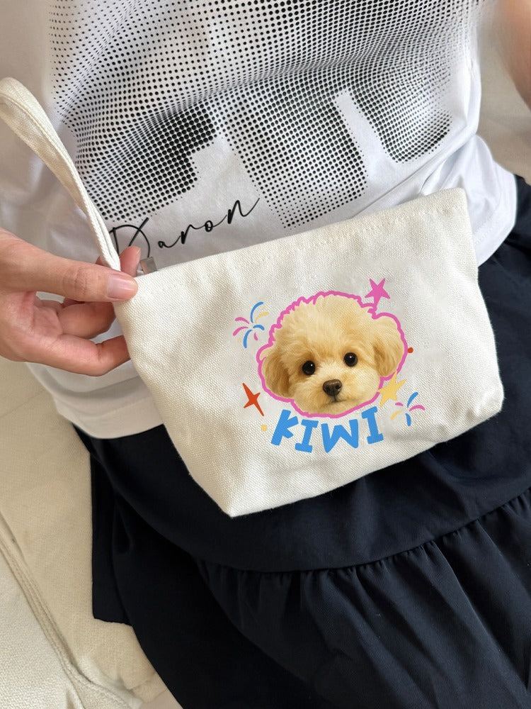 Custom Pet Clutch Bag for Women – Personalised Canvas Pouch with Your Pet’s Name or Photo | Stylish Organizer for Daily Essentials