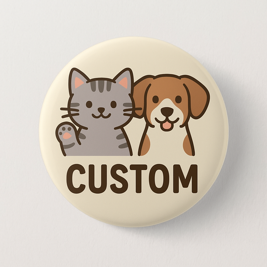 Custom Pet Badge – Personalised Round Pin Button with Cute Pet Design, Ideal for Backpacks, Jackets, or Gifts for Animal Lovers