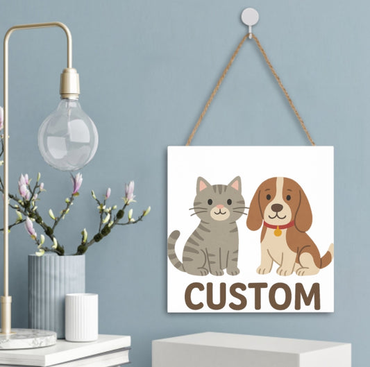 Custom Pet Hanging Decor – Cute Pet Wall Sign with Custom Name Option, Great for Home, Kennels, or Pet Memorial Areas