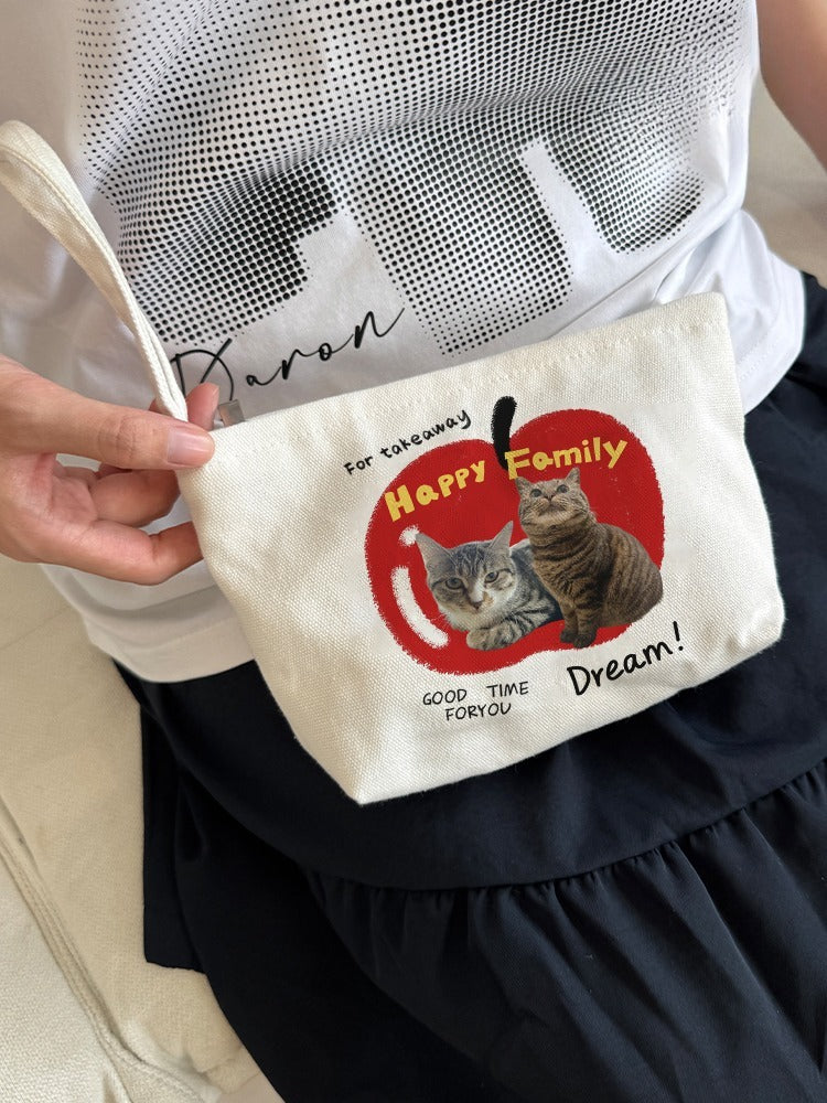 Custom Pet Clutch Bag for Women – Personalised Canvas Pouch with Your Pet’s Name or Photo | Stylish Organizer for Daily Essentials