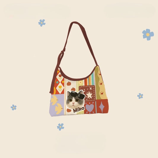 Personalised Pet Portrait Tote Bag – Fashionable Hand-Carry Canvas Bag with Cat or Dog Design, Great for Gifting
