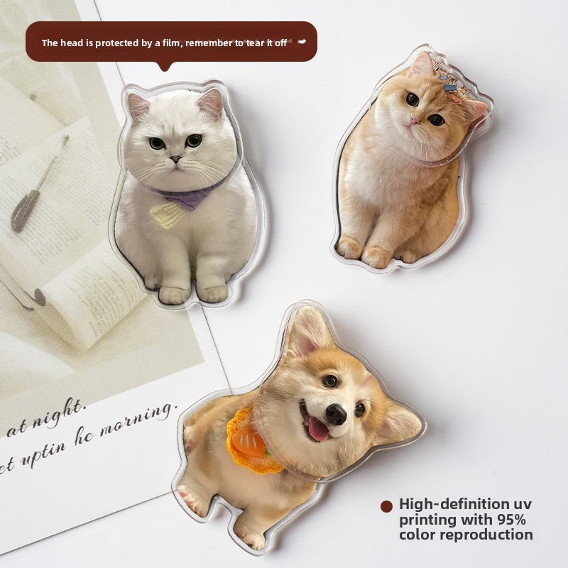 Three cat-shaped air fresheners with different breeds on a white background.